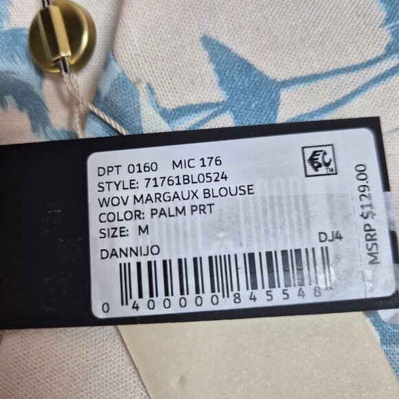 Gianni Bini Womens Size M Margaux Palm Tree Button Front Linen Blend Blouse (62) - Picture 9 of 11